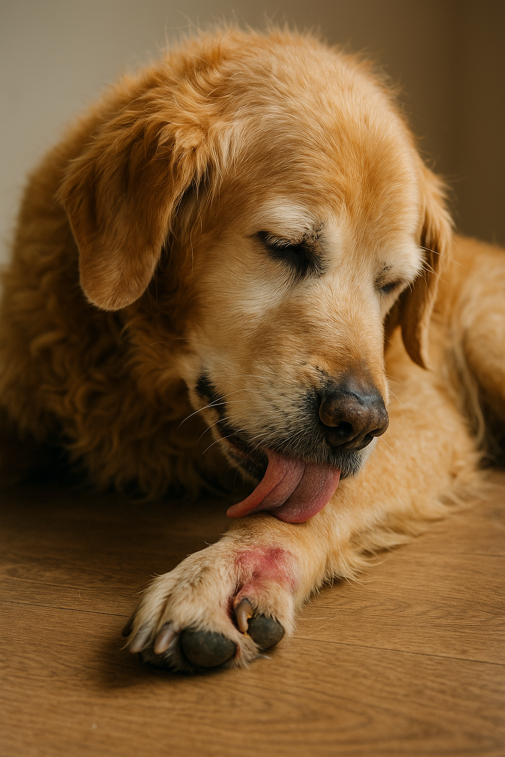 20250717_2250_Golden Retriever's Licking Habit_simple_compose_01k0cvex8yf5aa8n2v4hz39sf1 20250717 2250 Golden Retrievers Licking