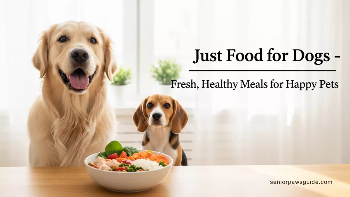 Just Food for Dogs: The Ultimate Guide to Fresh, Healthy Nutrition for Your Pet 1 Fresh and healthy Just Food for Dogs meal with a happy dog enjoying nutritious food.