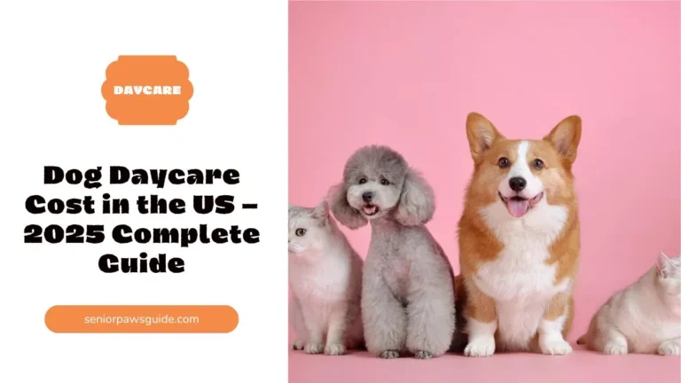 Happy dogs playing at a daycare center – Dog Daycare Cost in the US 2025 Guide by seniorpawsguide.com