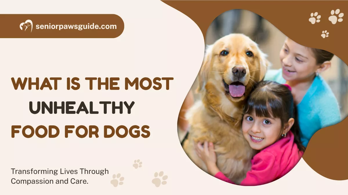 What Is the Most Unhealthy Food for Dogs? Discover the Shocking Truth Every Pet Owner Must Know 1 What is the most unhealthy food for dogs warning image showing dangerous foods like chocolate, grapes, and onions.